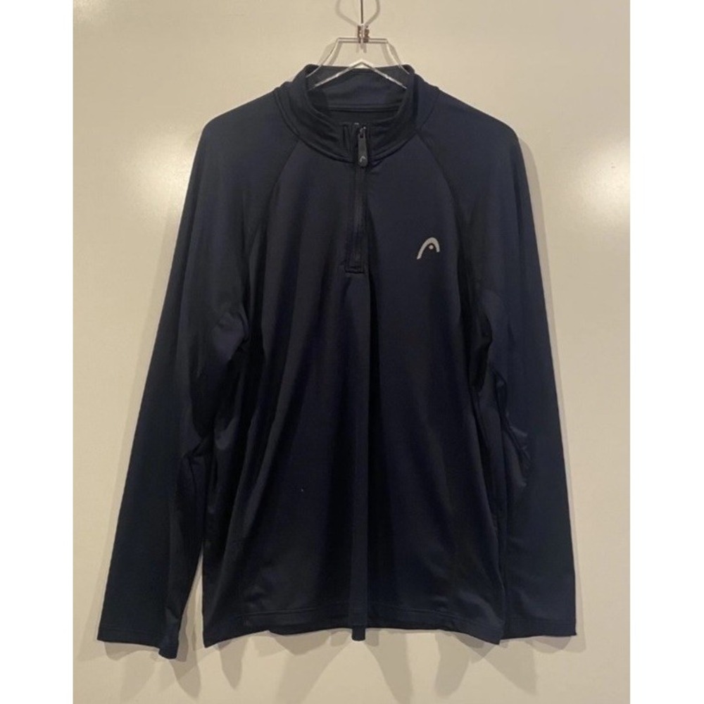 Head Mens XL Navy Blue Quarter Zip Pullover Long Sleeve Athletic Training Shirt